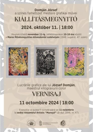 Marosvásárhely – Marosvásárhely, Maros Művészegyüttes Székháza 2024 október 11-től november 11-ig /  Exhibition in Targu Mures